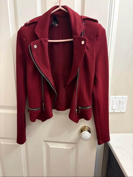 Source Unknown Jackets & Blazers - Source Unknown Burgundy Moto-Style Jacket